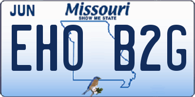 MO license plate EH0B2G