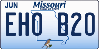 MO license plate EH0B2O