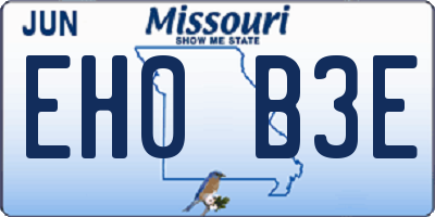 MO license plate EH0B3E
