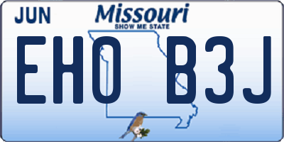 MO license plate EH0B3J