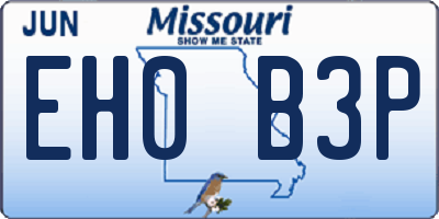 MO license plate EH0B3P