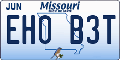 MO license plate EH0B3T