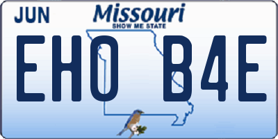 MO license plate EH0B4E