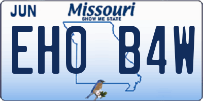 MO license plate EH0B4W
