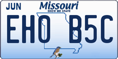 MO license plate EH0B5C
