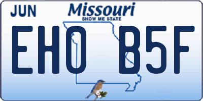 MO license plate EH0B5F