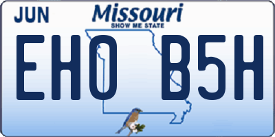 MO license plate EH0B5H