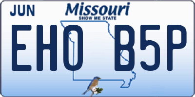 MO license plate EH0B5P