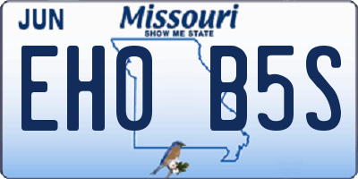 MO license plate EH0B5S