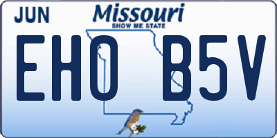MO license plate EH0B5V