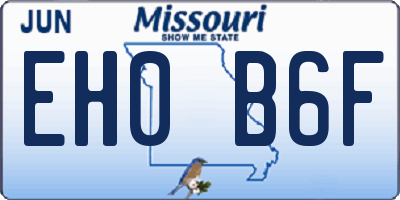 MO license plate EH0B6F