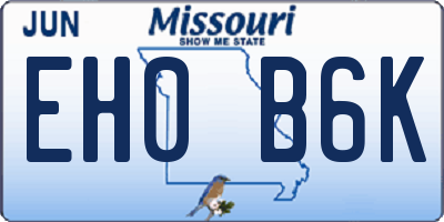 MO license plate EH0B6K
