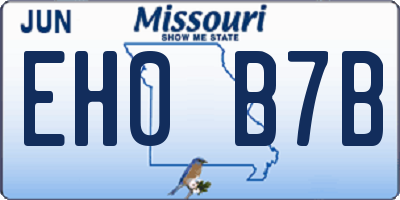 MO license plate EH0B7B