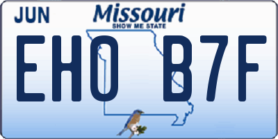 MO license plate EH0B7F