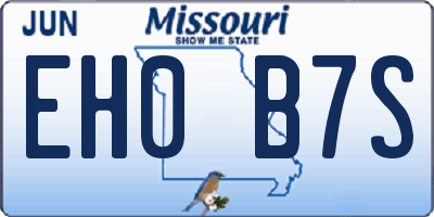 MO license plate EH0B7S