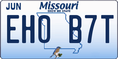 MO license plate EH0B7T