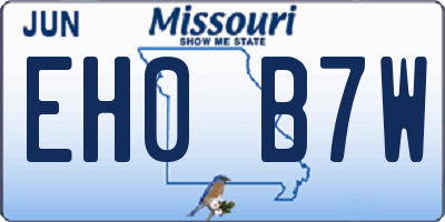 MO license plate EH0B7W