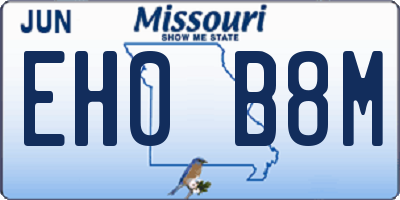 MO license plate EH0B8M