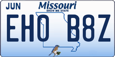 MO license plate EH0B8Z