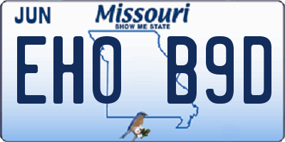MO license plate EH0B9D