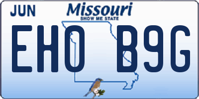 MO license plate EH0B9G