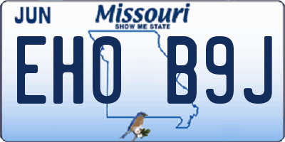 MO license plate EH0B9J