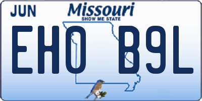 MO license plate EH0B9L