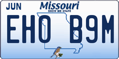 MO license plate EH0B9M