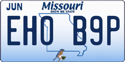 MO license plate EH0B9P