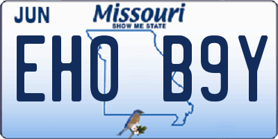 MO license plate EH0B9Y