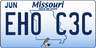 MO license plate EH0C3C