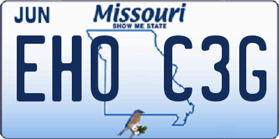 MO license plate EH0C3G