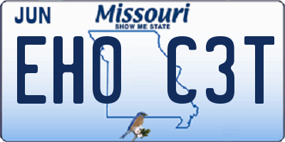 MO license plate EH0C3T