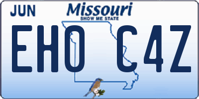 MO license plate EH0C4Z