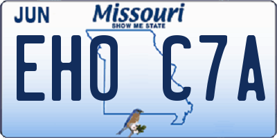 MO license plate EH0C7A