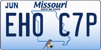 MO license plate EH0C7P