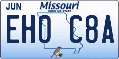 MO license plate EH0C8A