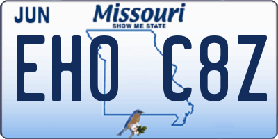 MO license plate EH0C8Z