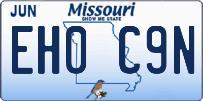 MO license plate EH0C9N