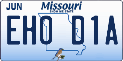MO license plate EH0D1A