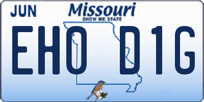 MO license plate EH0D1G