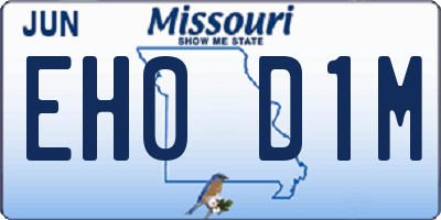 MO license plate EH0D1M