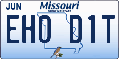 MO license plate EH0D1T