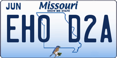 MO license plate EH0D2A