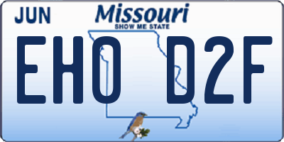 MO license plate EH0D2F