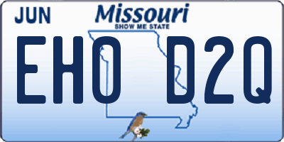 MO license plate EH0D2Q