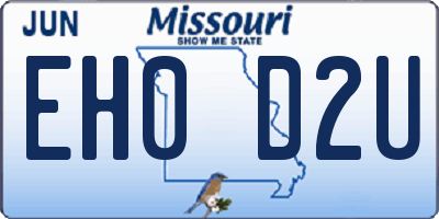 MO license plate EH0D2U
