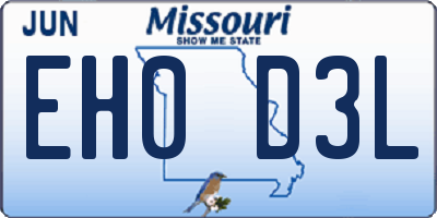MO license plate EH0D3L