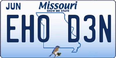 MO license plate EH0D3N