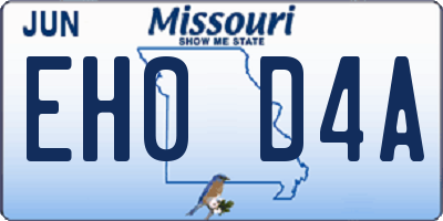 MO license plate EH0D4A